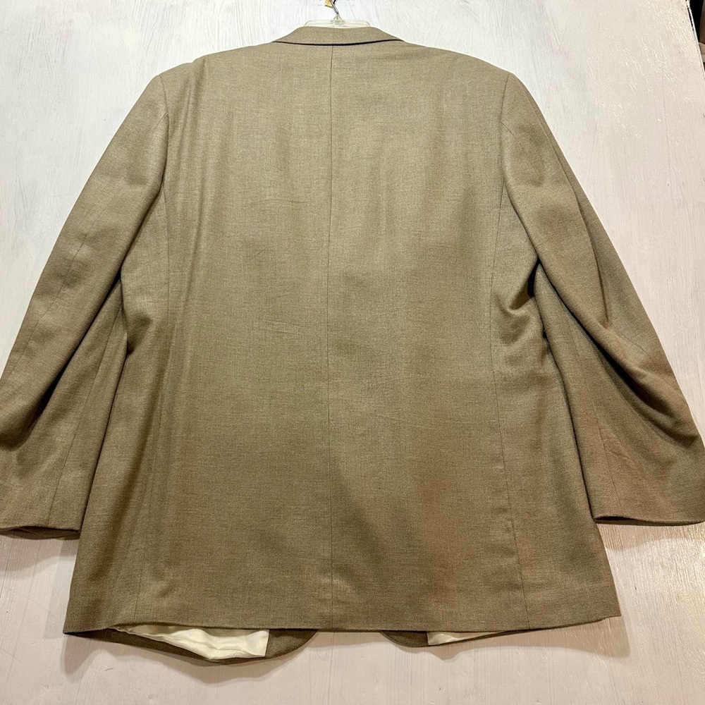 Oscar de la Renta Blazer 46L Tan Silk Wool Blend Two Button Sport Coat Jacket - Picture 6 of 10